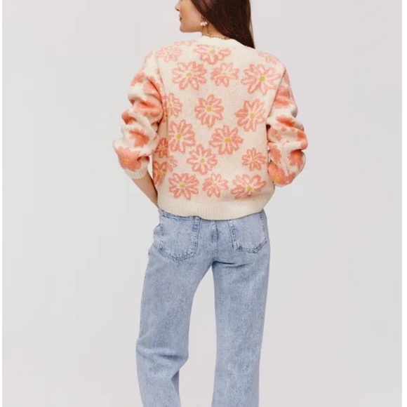 Promod France Women Floral Knit Crewneck Chunky Sweater - Picture 12 of 12